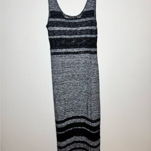 Free People Charcoal and Ebony Striped Maxi Dress